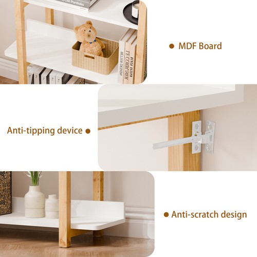 Multifuction Bookcase Shelving w/ Solid Wood Frame Plant Standing for Home Decro - Picture 29 of 44