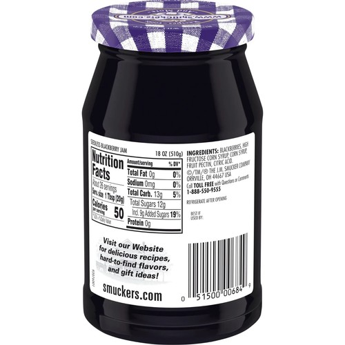 (2 pack) Smucker's Seedless Blackberry Jam, 18-Ounce - Picture 5 of 7