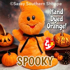❤ 1995 SPOOKY Halloween GHOST *CUSTOM HAND-DYED ORANGE* Ty® Beanie Babies