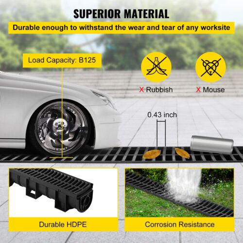 VEVOR Drainage Trench Driveway Channel Drain Kit Plastic Grate-5.8 - Picture 6 of 12