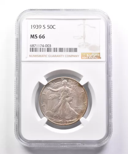 1939-S Walking Liberty Half Dollar MS66 NGC *7370
