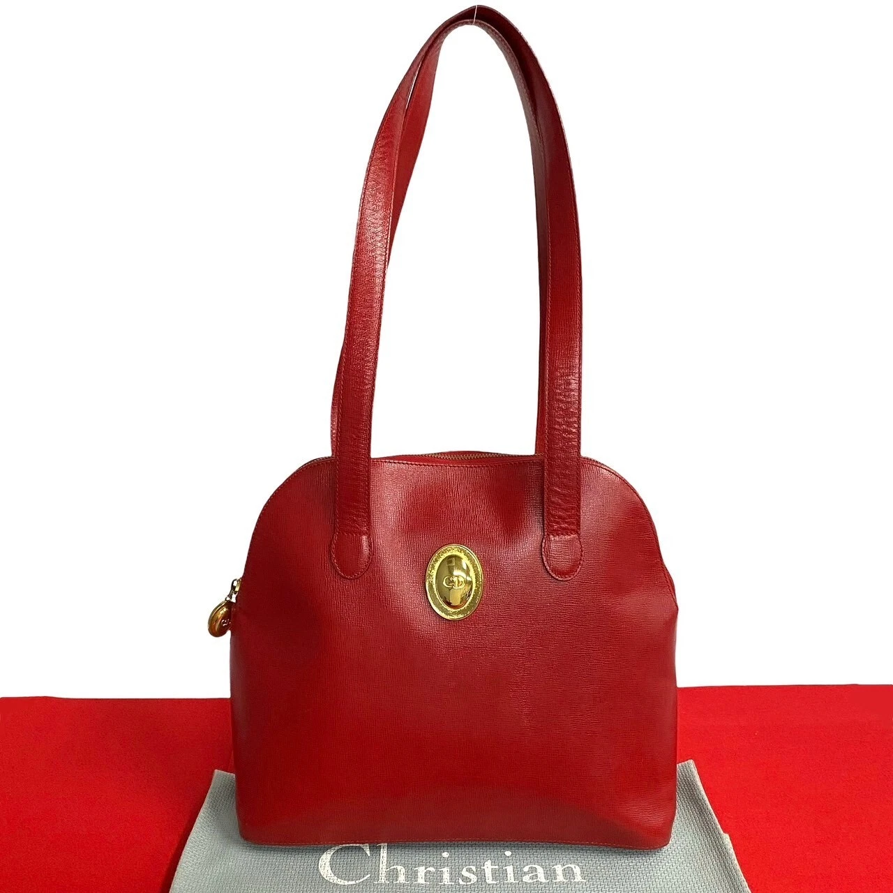 Sac bandoulière Christian Dior logo CD métal cuir rouge 60294