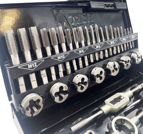 Tap and Die Set 32pc Metric Tungsten Alloy Steel M3 M12 Thread Cutting Repair - Picture 4 of 12