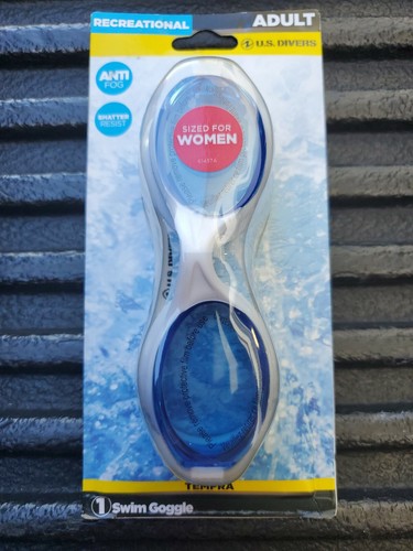 US Divers Adult Women’s Tempra Swim Goggles (white/blue) Anti Fog Recreational - Picture 1 of 2