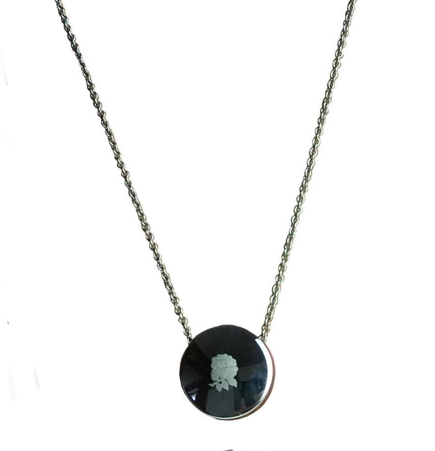 Official ENGLAND Rugby Rose Pendant Necklace Chain Silver Stainless Steel