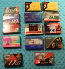 Lot Of 13 Blank Cassette Tapes Sony TDK Maxell RCA Scotch Memorex *Read Desc*