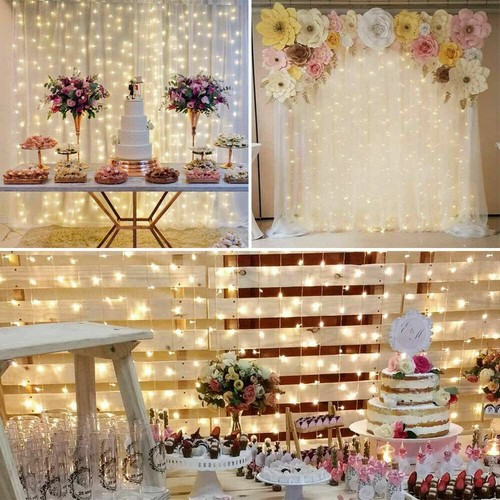 300 LEDs Fairy String Curtain Light Window Wedding Party Decor Remote Indoor UK - Picture 7 of 16