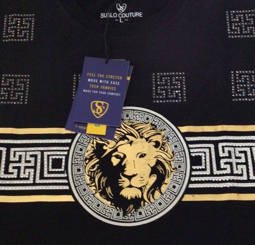 Men's Beautiful Cotton Rhinestone T Shirt,Italian Style,Stretch S to 2XL….A7. - Afbeelding 5 van 15