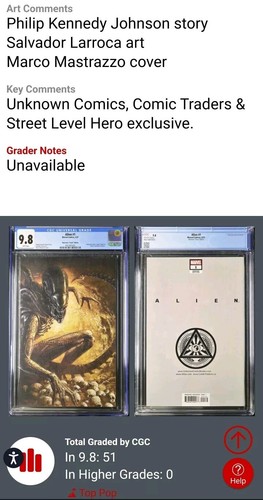 ALIEN #1 2021💥CGC 9.8💥1ST PRINT MARCO MASTRAZZO VIRGIN VARIANT💥MARVEL COMICS - Picture 3 of 3