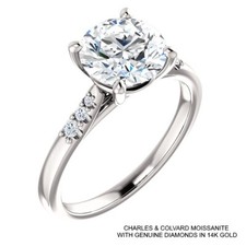 2.15 Carat Charles & Colvard Moissanite Ring in 14k White Gold
