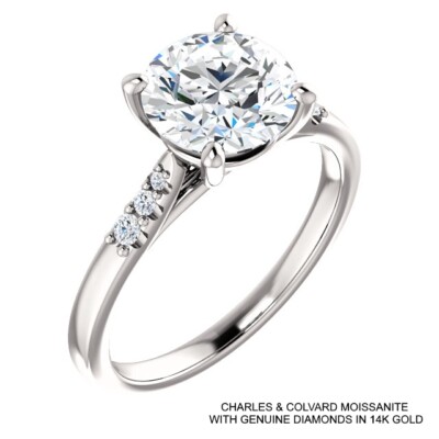 2.15 Carat Charles & Colvard Moissanite Ring in 14k White Gold