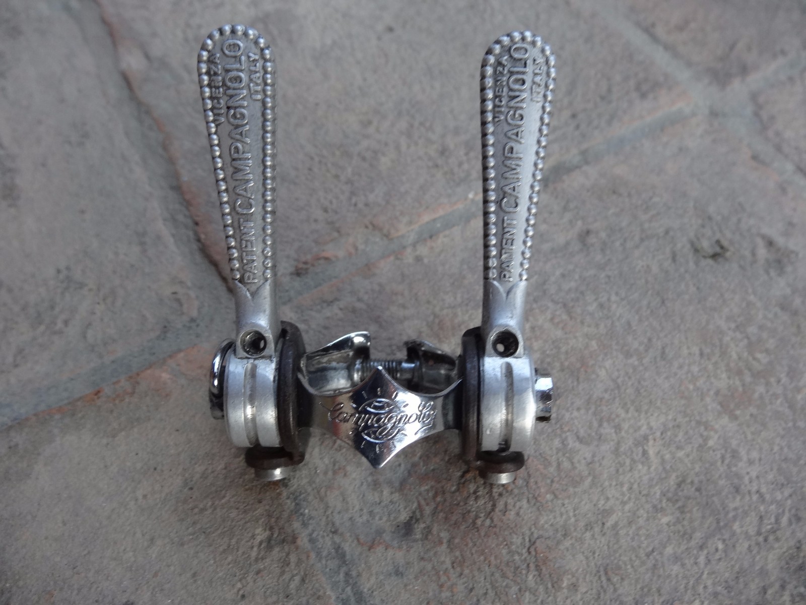 Vintage Campagnolo Record shifters clamp on L'Eroica Vintage Campagnolo Record shifters clamp on L'Eroica
