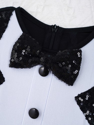 Girls Sequins Dance Dress Figure Skating Dress Shiny Fancy Dress Up Bodysuit - Picture 14 of 57