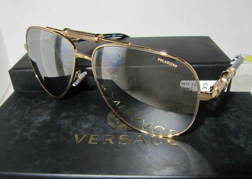 Gafas de sol para hombre Versace 2236 1002/Z3 doradas Medusa gris-plateadas espejo polarizadas - Imagen 6 de 9