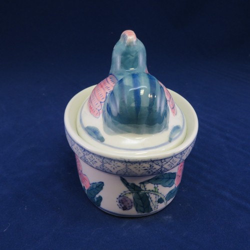 Vintage Hen Chicken Oval Ceramic Dish Trinket Box with Lid by Ben Rickert - Picture 2 of 9
