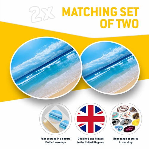 2 x Vinyl Stickers 20cm - Awesome Beach Scene Seaside Cool Gift #8962 - Afbeelding 2 van 9