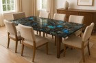 72"X36" Labradorite Dining Table – Bold Luxury for Dark Interiors