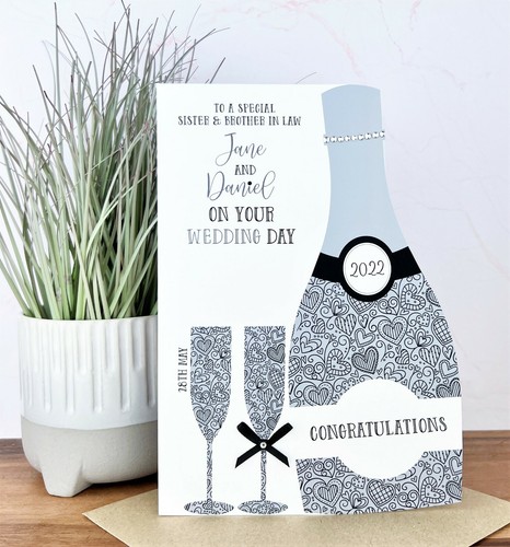 Large Luxury Personalised Handmade Wedding Day Card, Daughter, Son, Friends - Picture 2 of 2