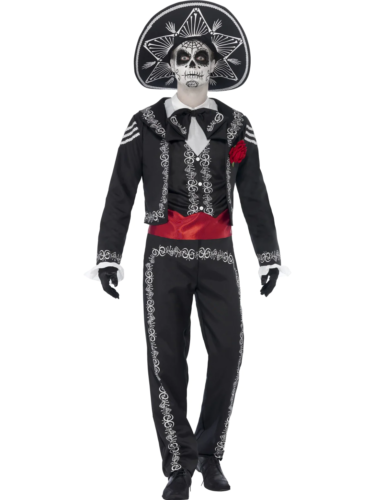 Skeleton Costume Mens Halloween Skeletons Outfit Fancy Dress Day Of the Dead - Picture 20 of 28