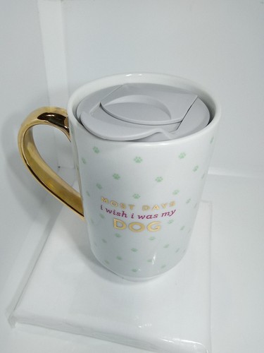 DOG LOVERS COFFEE MUG. DOG LOVERS WISH MUG. DOG PAW TRAVEL MUG. B333 - Picture 13 of 17