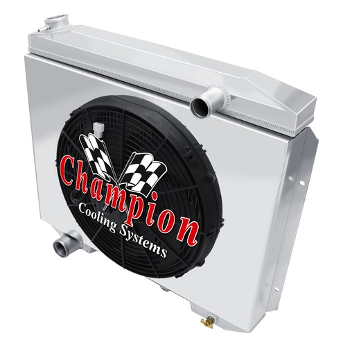 Radiador ER Champion 4 filas, ventilador de 16", cubierta - motor Ford Fairlane V8 1957 - 1959 - Imagen 5 de 9