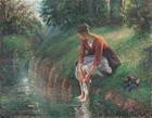10167.Decor Poster.Room wall art.Camille Pissarro painting.Bathing her feet