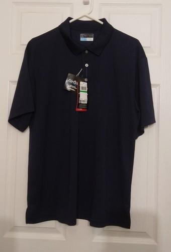 PGA TOUR Men's Airflux Short Sleeve Solid Golf Polo Shirt True Navy Size Large
