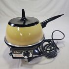 Vintage Oster Electric Fondue Set Model 701-01A Gold, Midcentury w/Forks Works