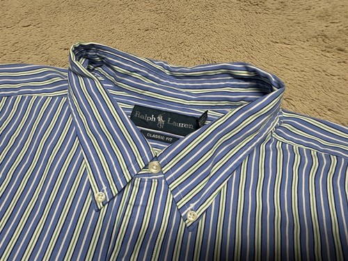 Polo Ralph Lauren Shirt Mens 3XLT 3XL TALL Blue Striped Long Sleeve Button Down - Picture 11 of 14