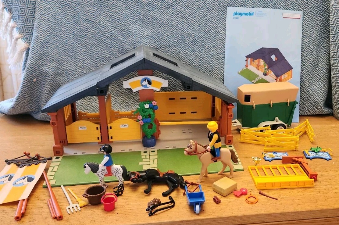 Playmobil Horse Stable w/Extras & Instructions 3120 Used