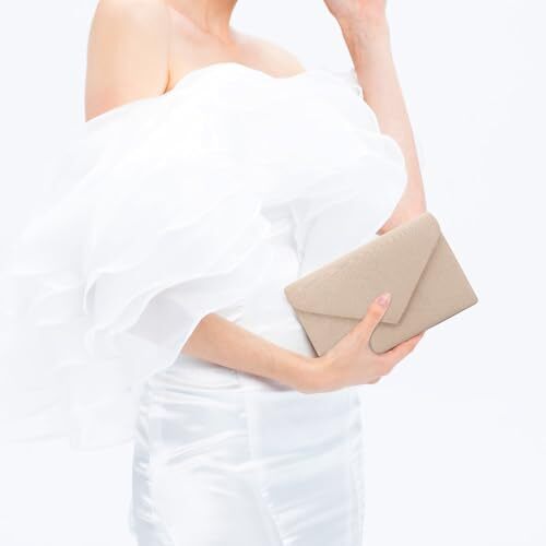 Clutch Purse Evening Bag for Women Evening Wedding Party Velvet Suede Nude - Bild 2 von 7