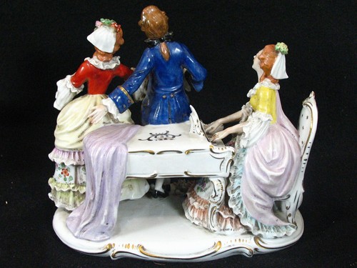 Antique RUDOLSTADT ERNST BOHNE & SOHNE Figurine Dancing Couple & Pianist - Picture 13 of 17