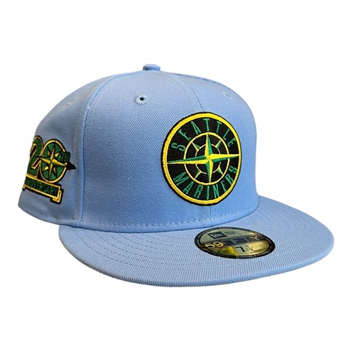 New Era Seattle Mariners 59FIFTY Fitted Hat Cap Light Blue 20 Year Patch 7 1/4 - Picture 3 of 8