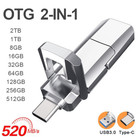 2TB 1TB 2-in-1 OTG USB3.0 Memory Stick Type-C High Speed USB Flash Drive iPhone