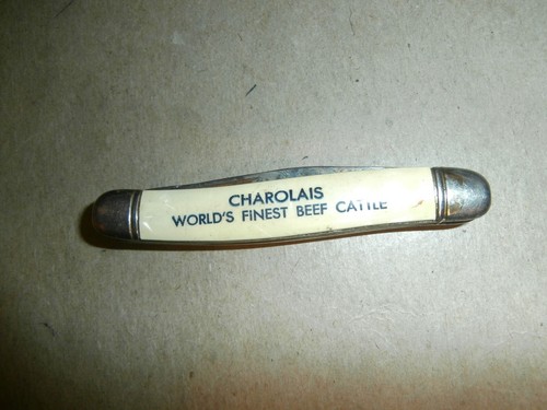 Vintage Imperial Folding Knife Charolais World's Finest Beef Cattle