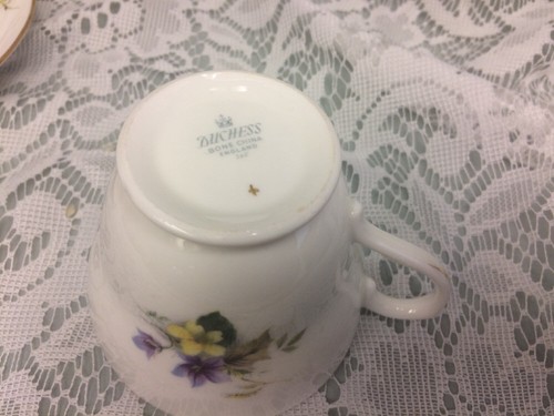 DUCHESS BONE CHINA CUP & SAUCER Violets Buttercups Purple Yellow Flowers England - Picture 5 of 8