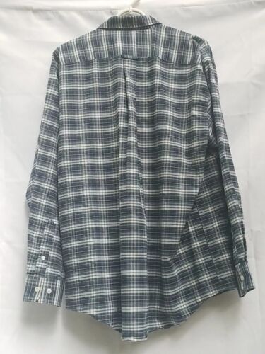 Mens Blue & White Plaid Towncraft Wrinkle Free Shirt, Large - Picture 3 of 3