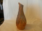 Blue & Brown Pottery Flower Bud Vase Carved by George Gonzales 9" Tall 