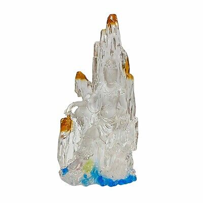 Crystal Glass Liuli Pate-de-Verre White Clear Kwan Yin Bodhisattva Statue ws1808S Crystal Glass Liuli Pate-de-Verre White Clear Kwan Yin Bodhisattva Statue ws1808S