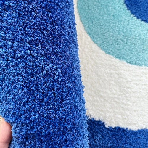60X60 cm Blue Evil Eye Round Custom Rug/Carpet - Handmade Base, Soft, Non-Slip - Picture 5 of 6