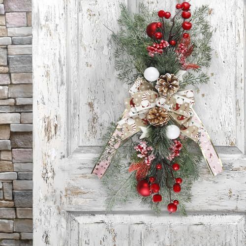 Artificial Christmas Swag for Front Door Winter Christmas Wreath Xmas Door - Picture 4 of 8