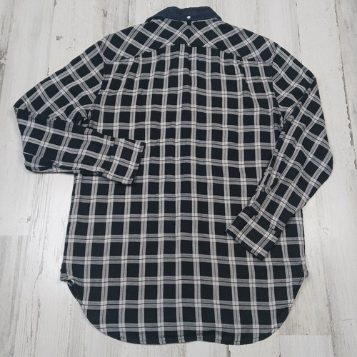 Rag & Bone Shirt Mens XS Black Plaid Check Long Sleeve Button Up Casual Flaw - Picture 9 of 10