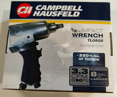 - New Campbell Hausfeld 1//2/" Air Impact Wrench 250 ft lbs TL0502 of Torque