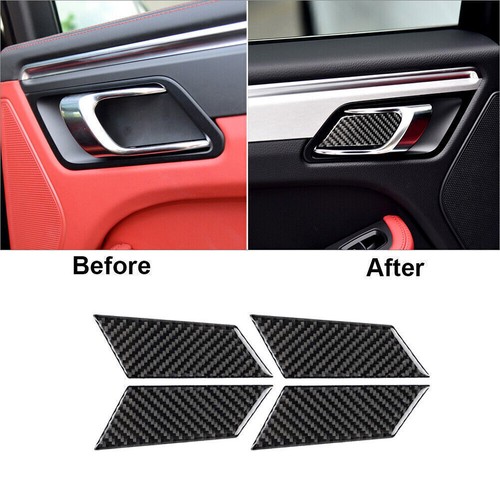 4Pcs Carbon Fiber Door Handle Bowl Cover Trim For Porsche Macan 2014-2019 - Bild 1 von 12
