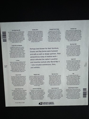 Scott #4333 Charles & Ray Eames Pane of 16 42¢ Stamps (2008) - Picture 2 of 2