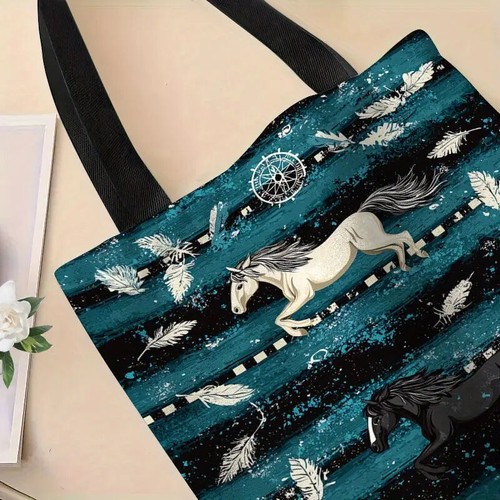 HORSE & WESTERN GIFTS ACCESSORIES HORSES PRINT SHOULDER SHOPPER TOTE BAG n - Picture 4 of 4