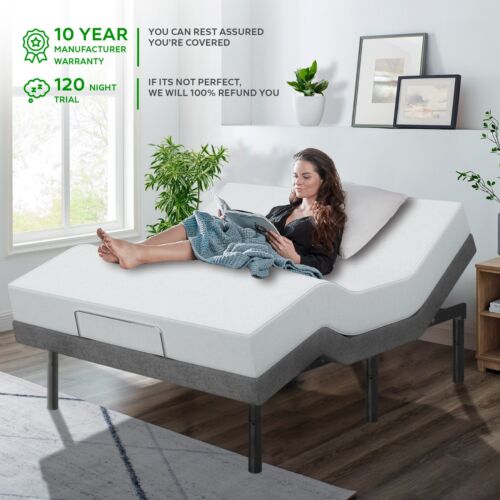Adjustable Bed and 14" Mattress Set USB Ports Dual Massage Head and Foot Incline - Picture 20 of 50