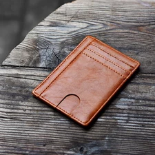 Mens RFID Blocking Leather Slim Wallet Money ID Credit Card Slots Holder