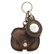 2-in-1 Genuine Leather AirPods Pro Case with AirTag Holder Key Ring Durable