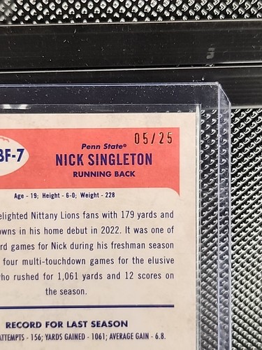 2023 Bowman U Chrome Nick Singleton 1955 rifrattore arancione retrò #/25 - Foto 3 di 3